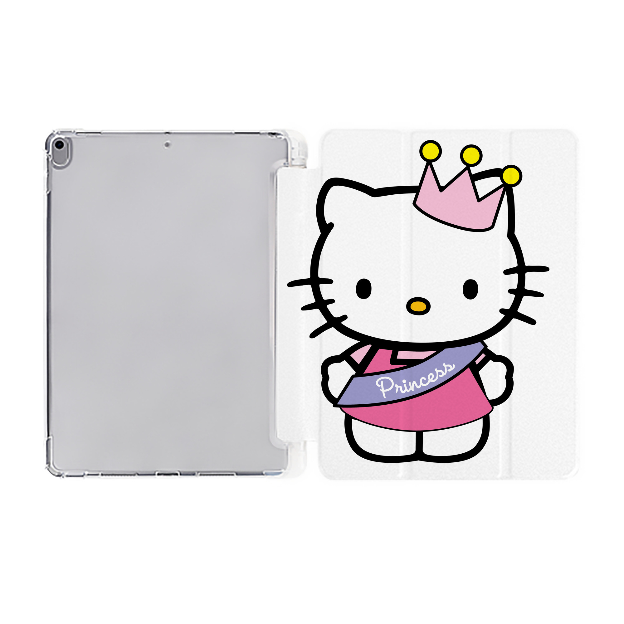 （画像用） Hello Kitty ハローキティ IPad ケース ペン収納付き 三つ折りスタンド PUレザー×シリコン 対応機種9.5/10.5/10.9インチ
